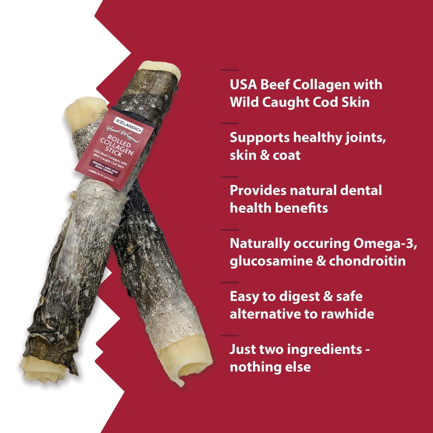 Rolled Beef Collagen Wrapped With Cod Skin 8" Chew Stick