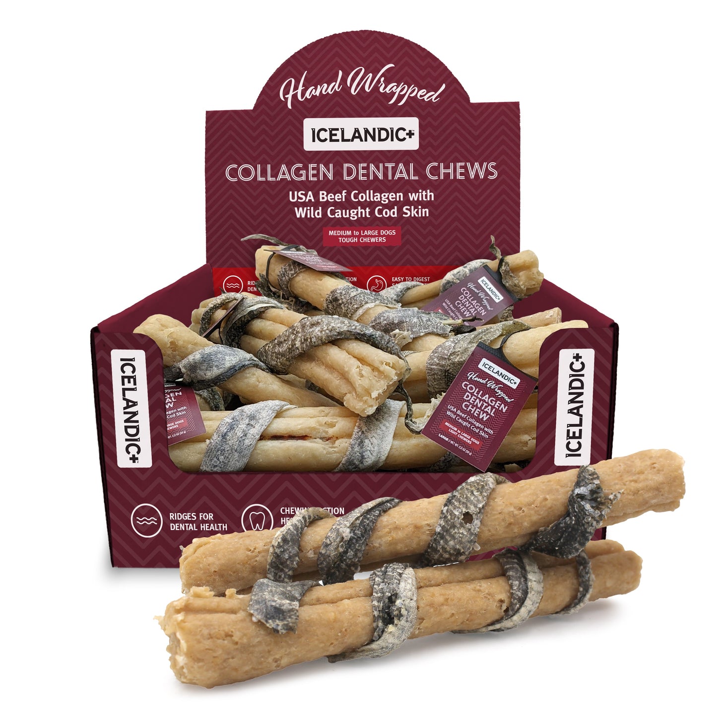 Beef Collagen Dental Chew Wrapped With Cod Skin  8"