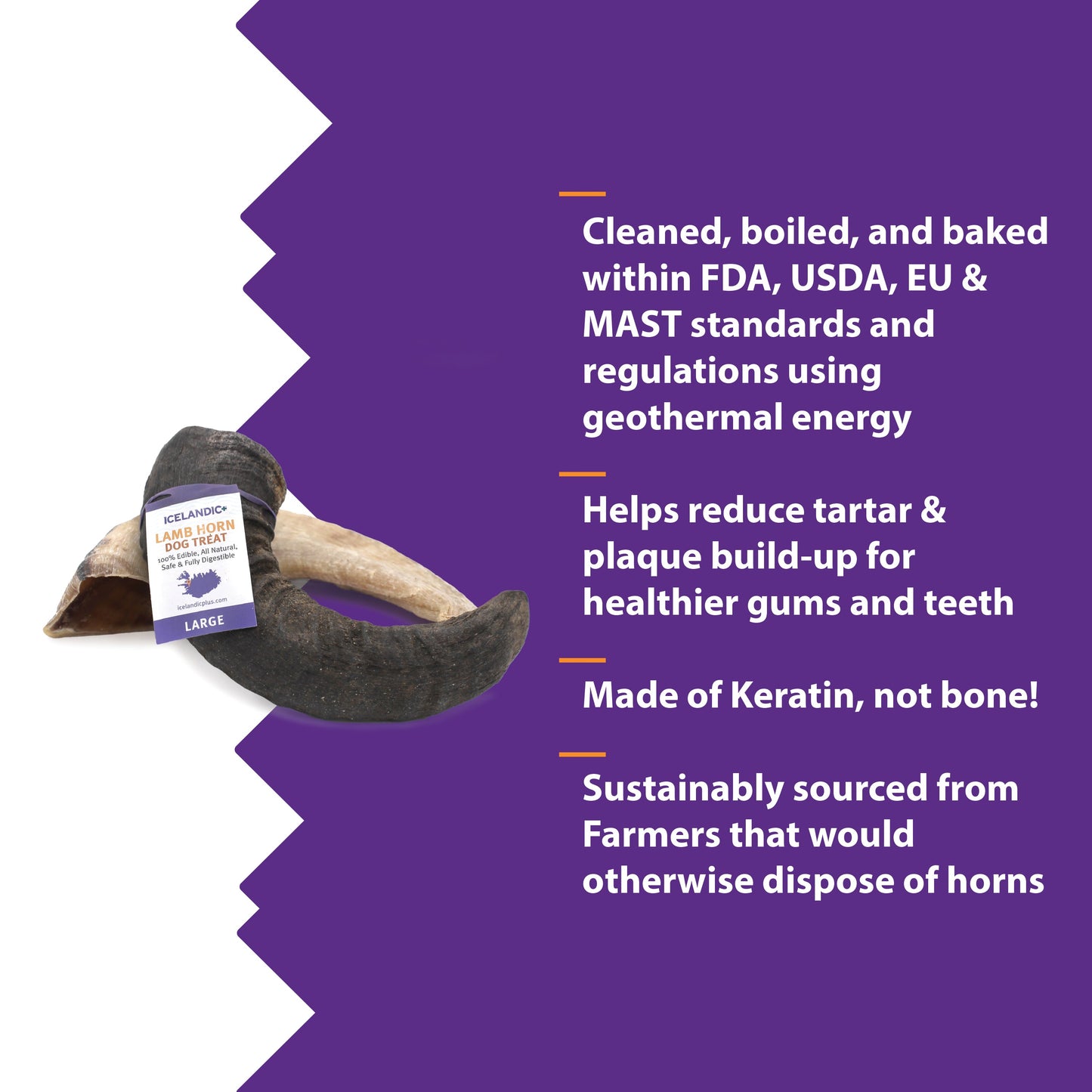 Large Lamb Horn Dog Chew