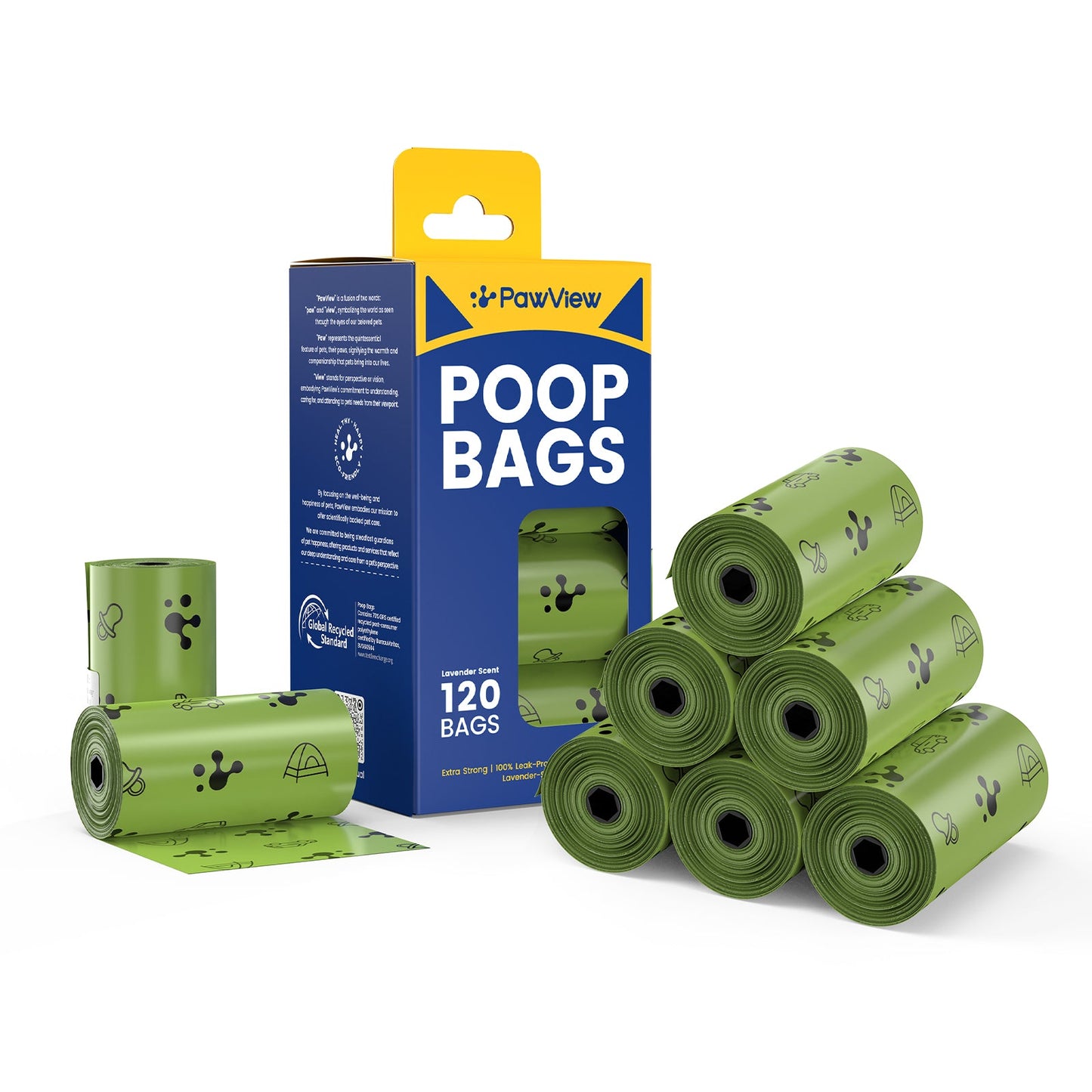 PawView Dog Poop Bags, Guaranteed Leak Proof and Extra Thick Poop Bag Rolls for Dogs, Lavender Scented, 120 Count, 270 Count, 315 Count