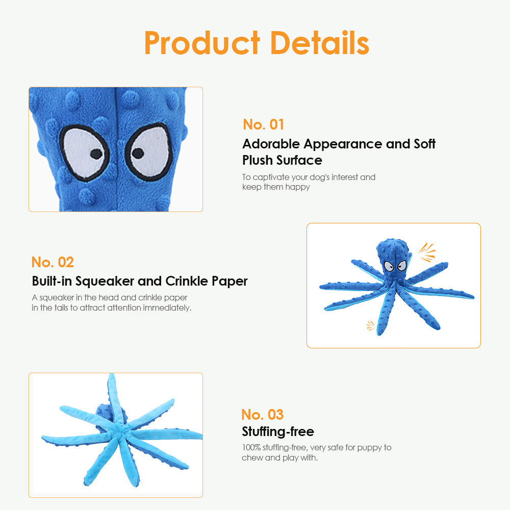 Interactive Squeaky Dog Toy Set - Sound Octopus 2-Pack
