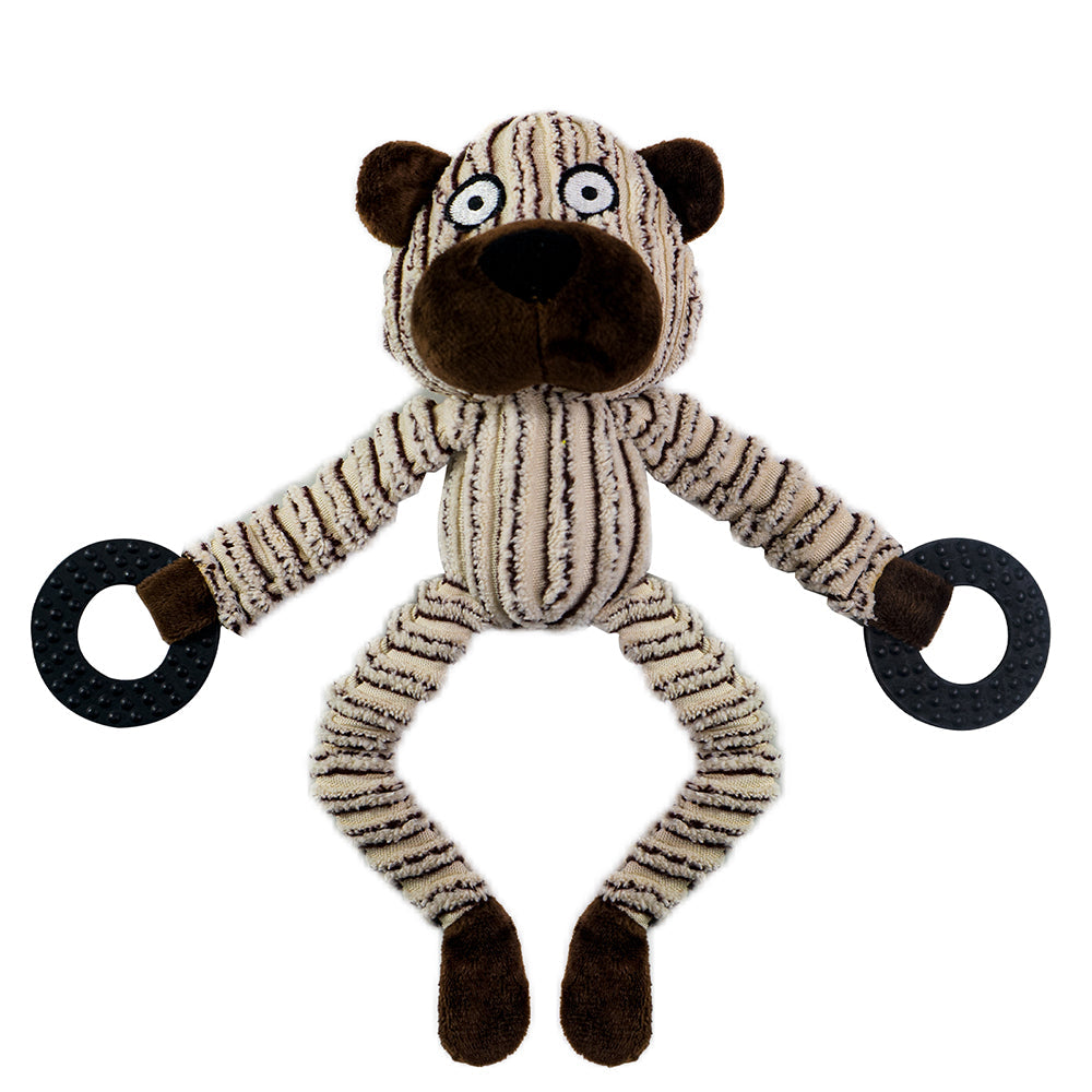 Squeaky Plush Dog Toy - Rubber Ring Bull Design for Interactive Fun