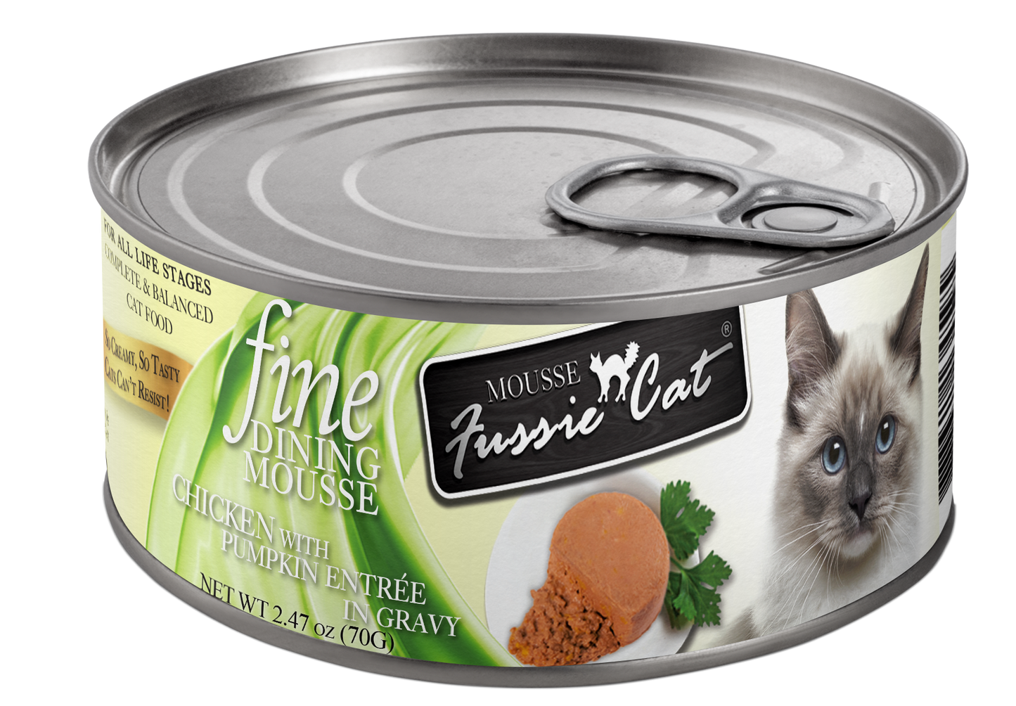 Fussie Cat Fine Dining Mousse Chicken With Pumpkin Entree In Gravy 2.47-oz, Wet Cat Food, Case Of 24