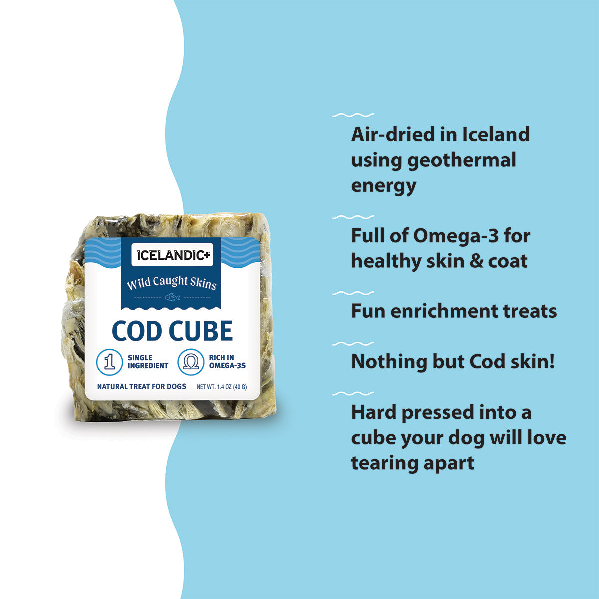 Cod Skin Large Cube Dog Treat