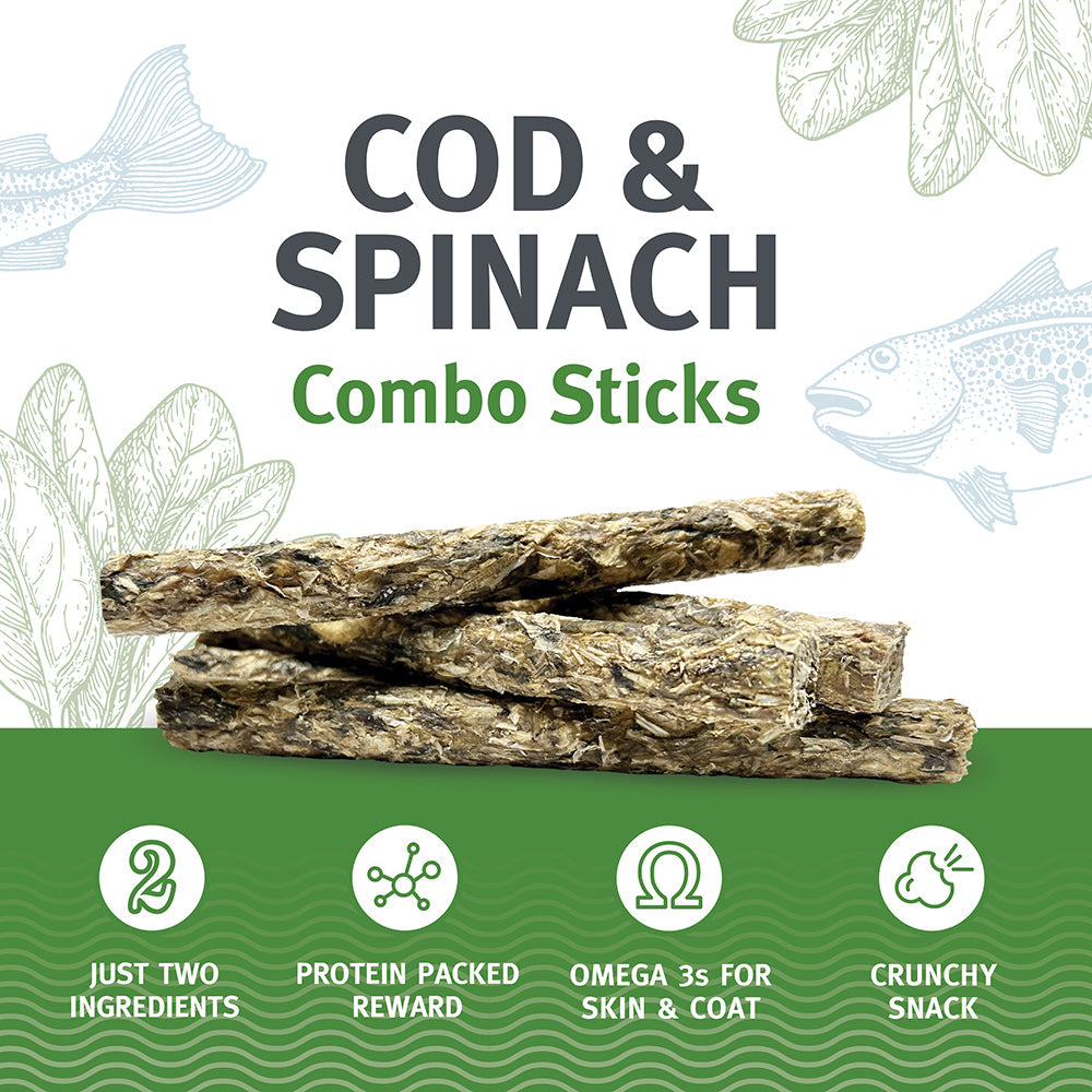 Cod & Spinach Combo Sticks For Dogs