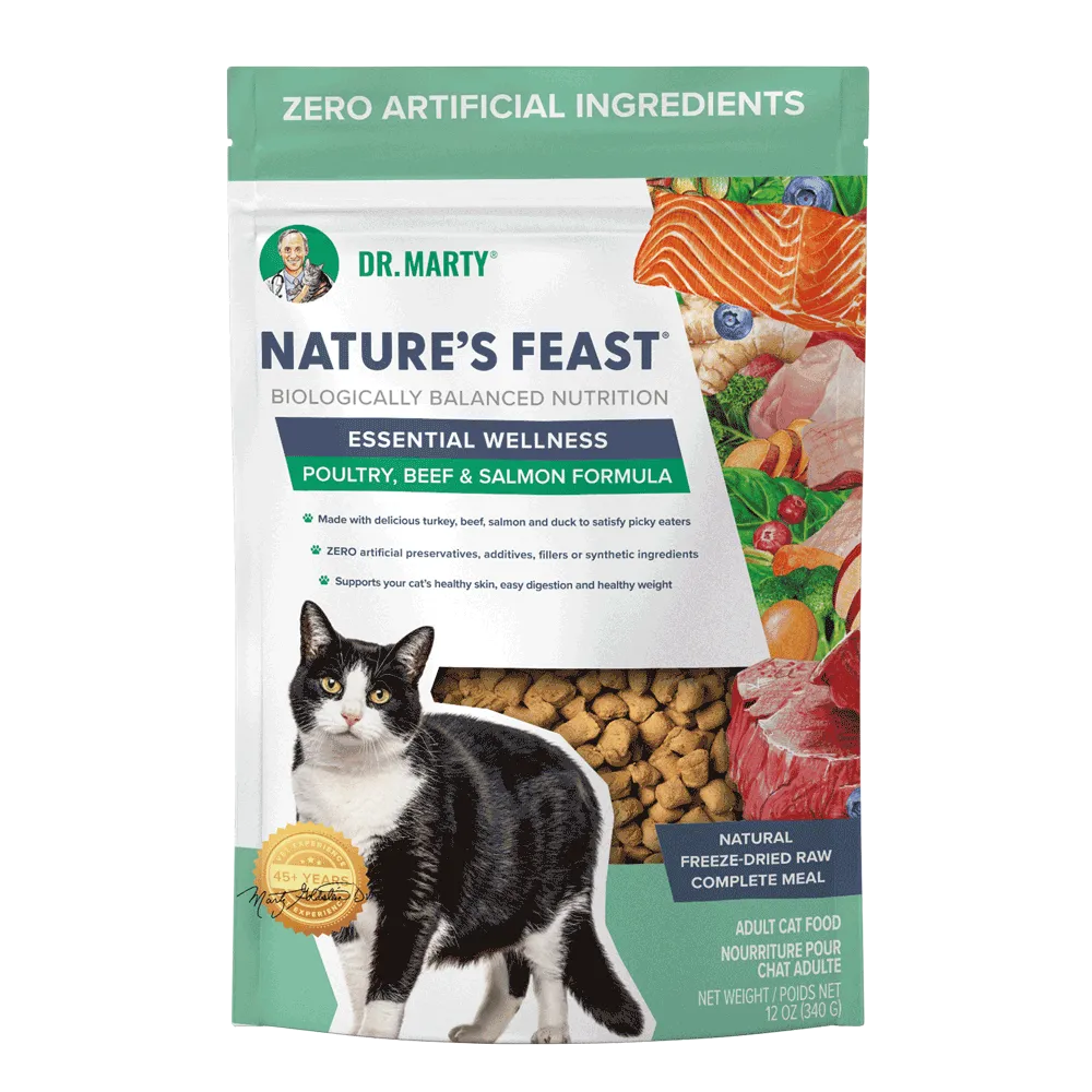 DR. MARTY Nature’s Feast – Essential Wellness – Poultry, Beef, & Salmon Freeze Dried Raw Cat Food