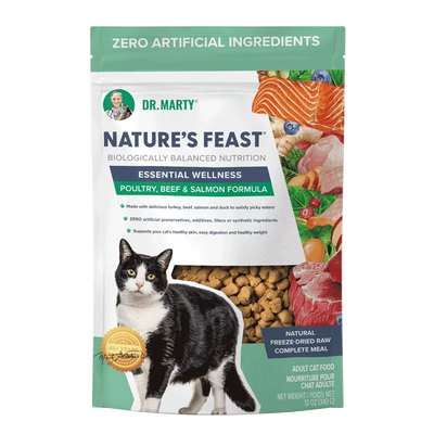 DR. MARTY Nature’s Feast – Essential Wellness – Poultry, Beef, & Salmon Freeze Dried Raw Cat Food