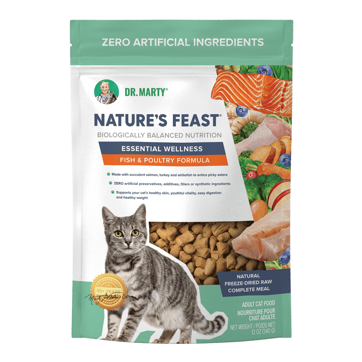 DR. MARTY Nature’s Feast Essential Wellness Fish & Poultry Freeze Dried Raw Cat Food
