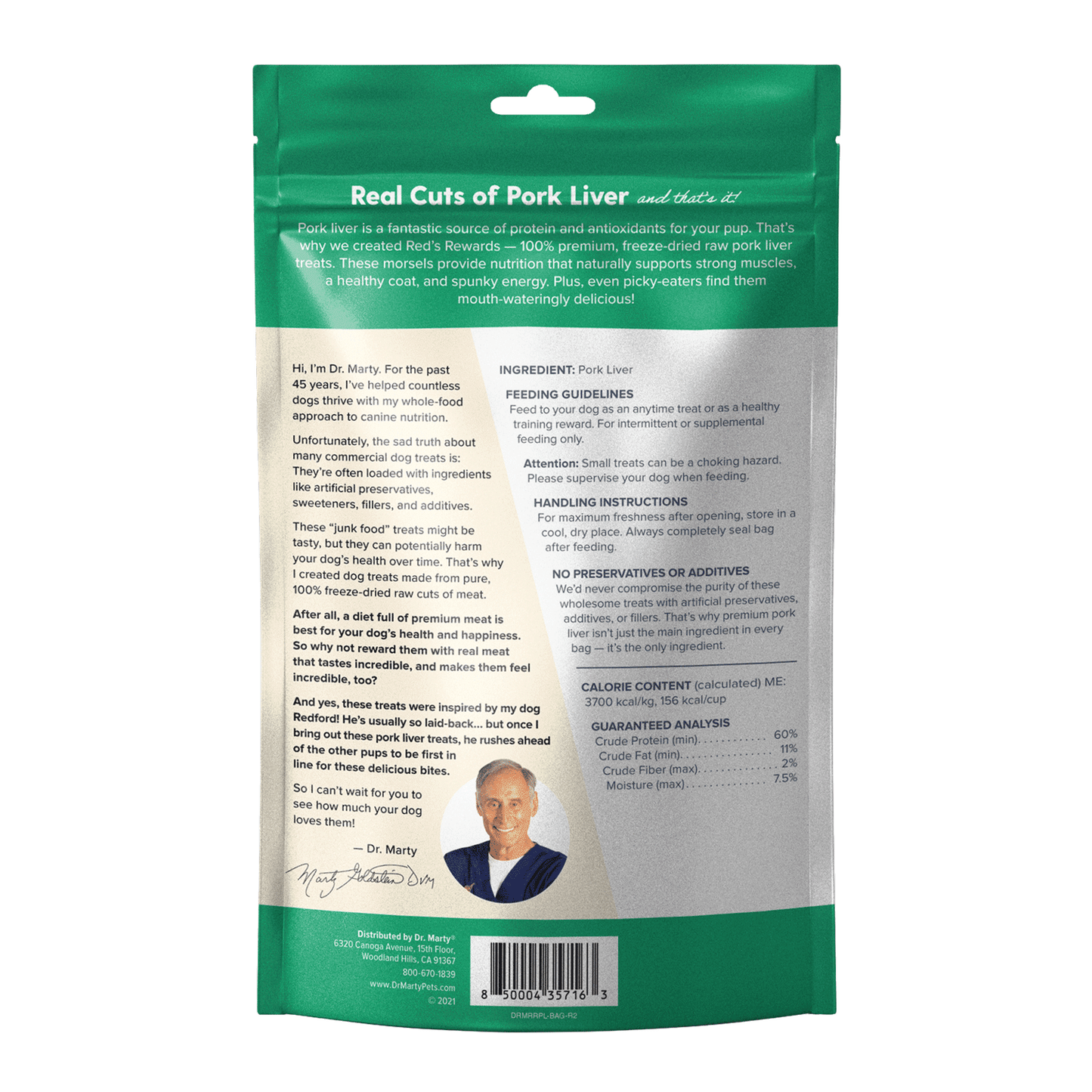 DR. MARTY Red’s Rewards Freeze-Dried Raw Pork Liver Dog Treats