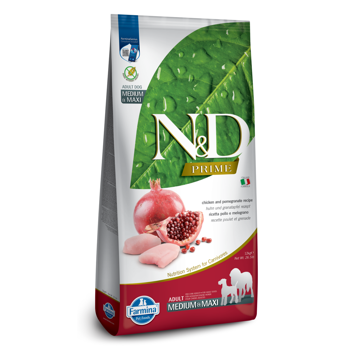 Farmina N&D Prime Grain Free Chicken & Pomegranate Medium & Maxi Adult Dry Dog Food