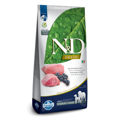 Farmina N&D Prime Grain Free Lamb & Blueberry Medium & Maxi Adult Dry Dog Food