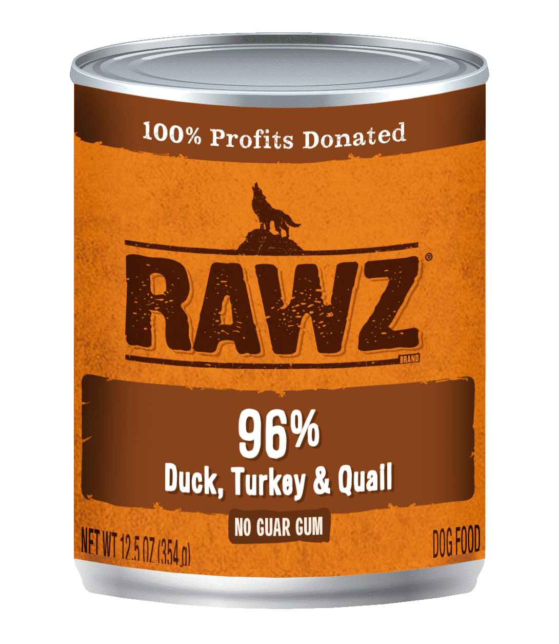 RAWZ® Steam Cooked 96% Duck, Turkey, and Quail Recipe, Wet Dog Food, 12.5oz Case of 12