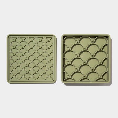 3-in-1 fish scale slow feeder bowl - olive
