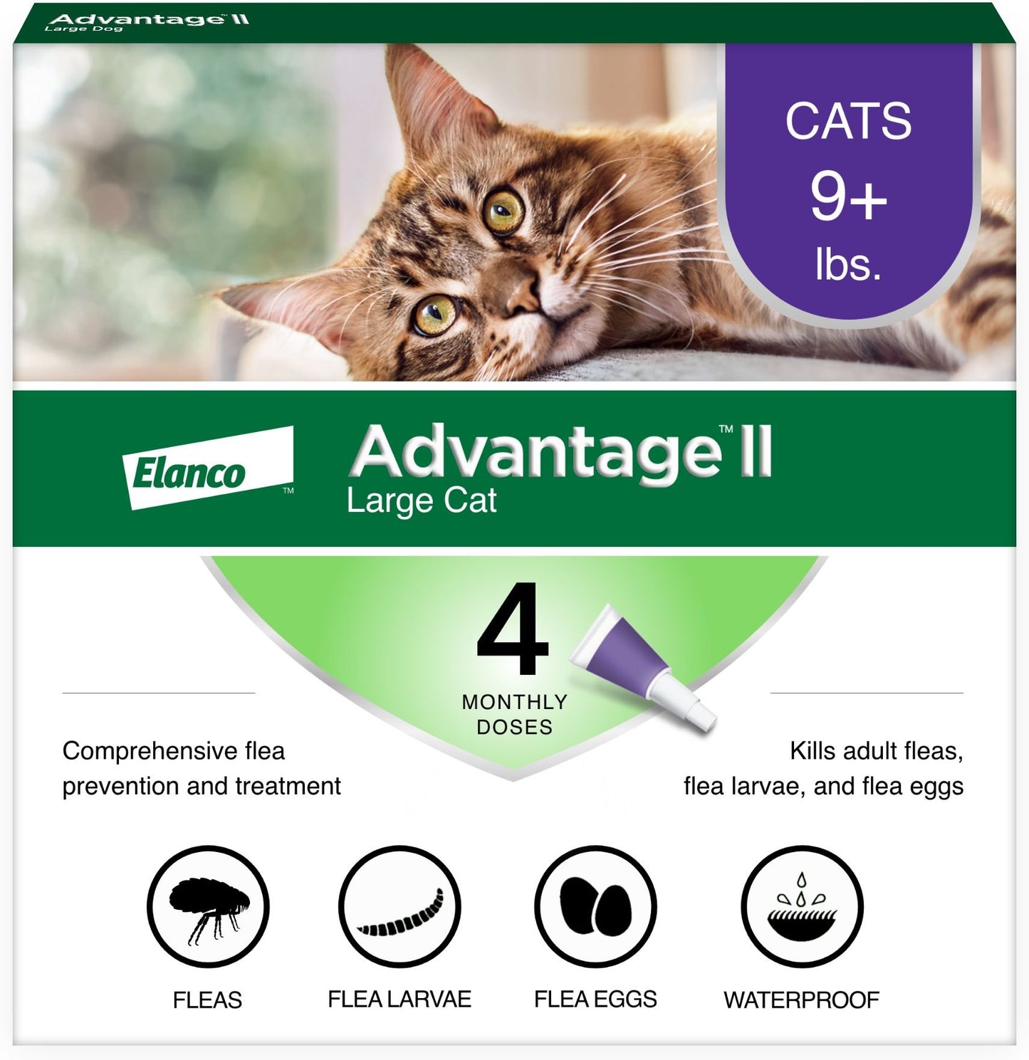 Advantage II - Elanco Flea Treatment For Cats Over 9 lbs, 4-Pack