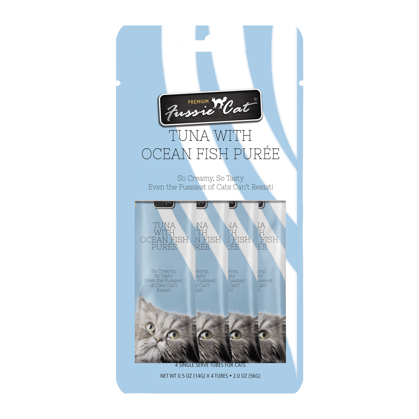 Fussie Cat Tuna With Oceanfish Purée 0.5-oz, 4-Pack, Cat Treat