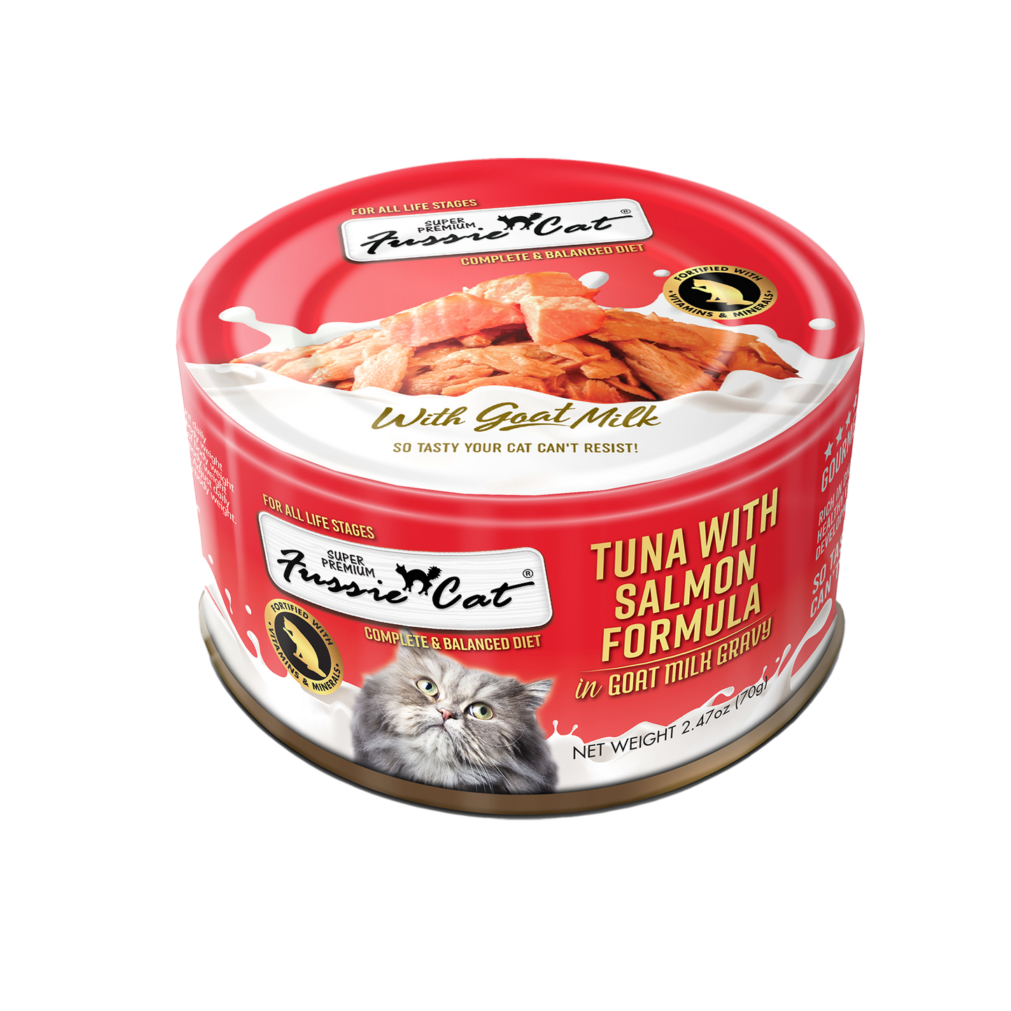 Fussie Cat Tuna With Salmon Formula In Goat Milk Gravy 2.47-oz, Wet Cat Food, Case Of 24