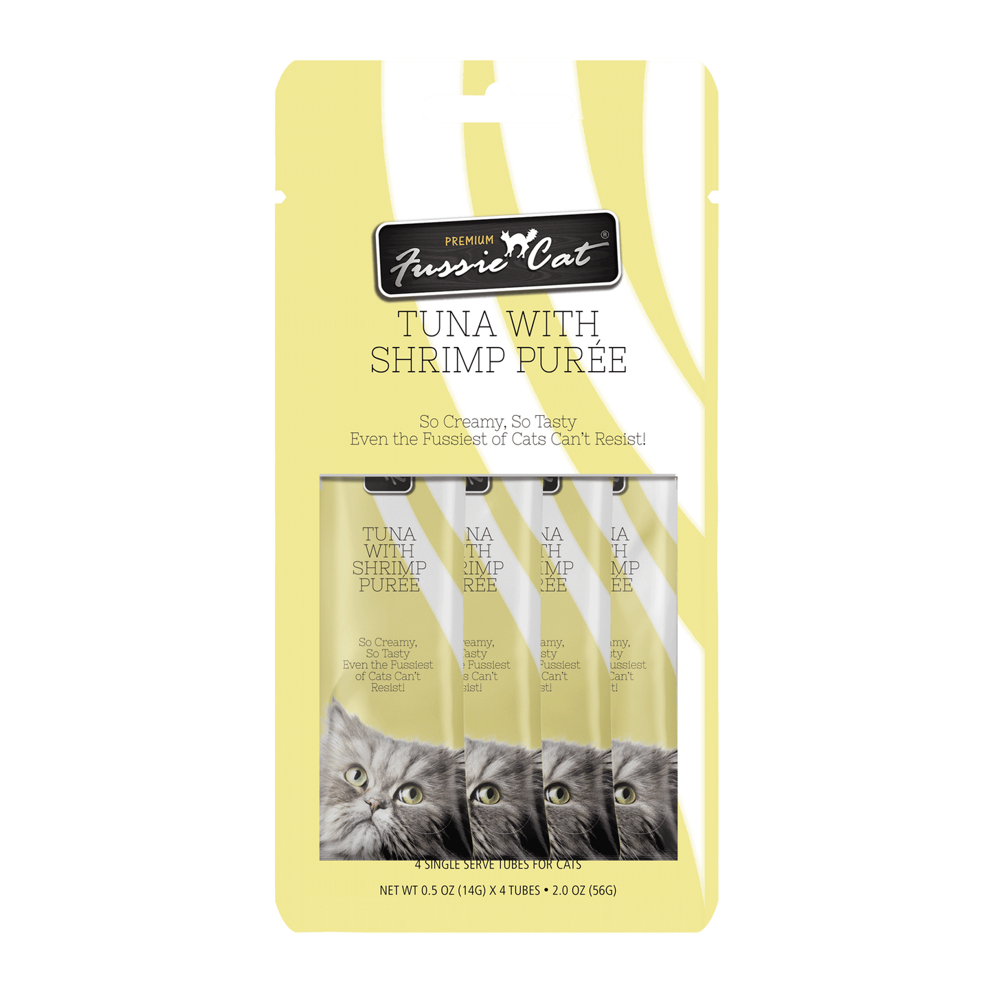 Fussie Cat Tuna With Shrimp Purée 0.5-oz, 4-Pack, Cat Treat