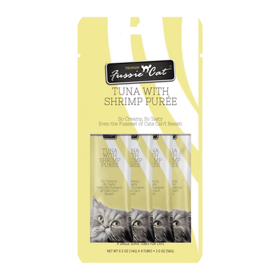 Fussie Cat Tuna With Shrimp Purée 0.5-oz, 4-Pack, Cat Treat