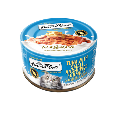 Fussie Cat Tuna With Small Anchovies Formula In Goat Milk Gravy 2.47-oz, Wet Cat Food, Case Of 24