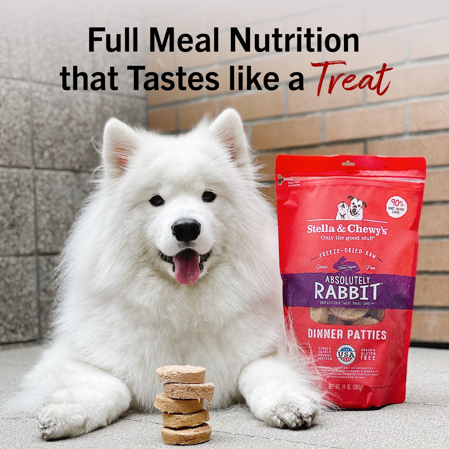 Absolutely Rabbit Freeze-Dried Raw Dinner Patties