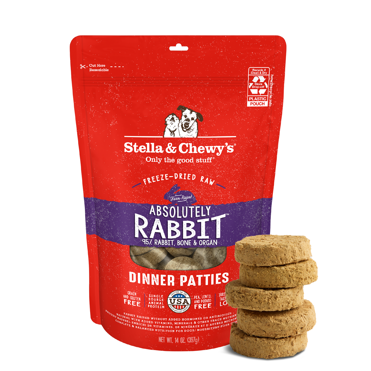 Absolutely Rabbit Freeze-Dried Raw Dinner Patties
