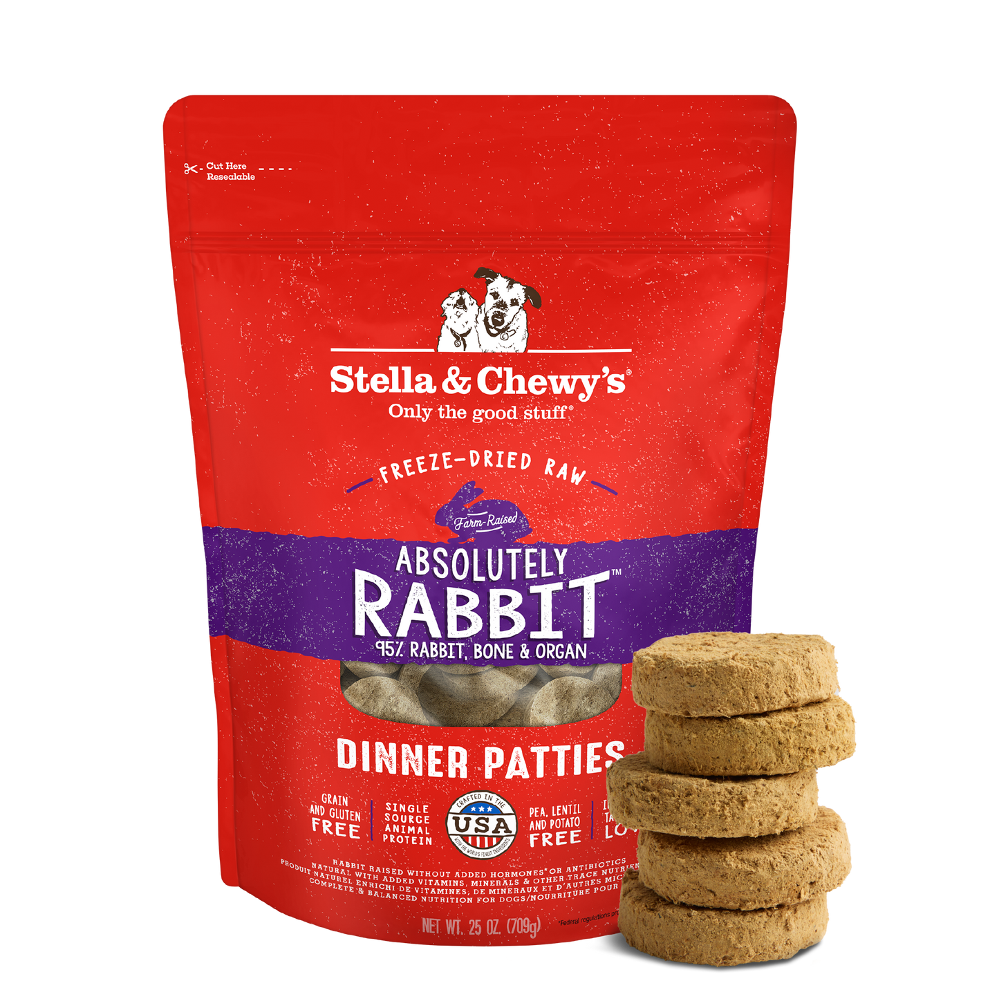 Absolutely Rabbit Freeze-Dried Raw Dinner Patties