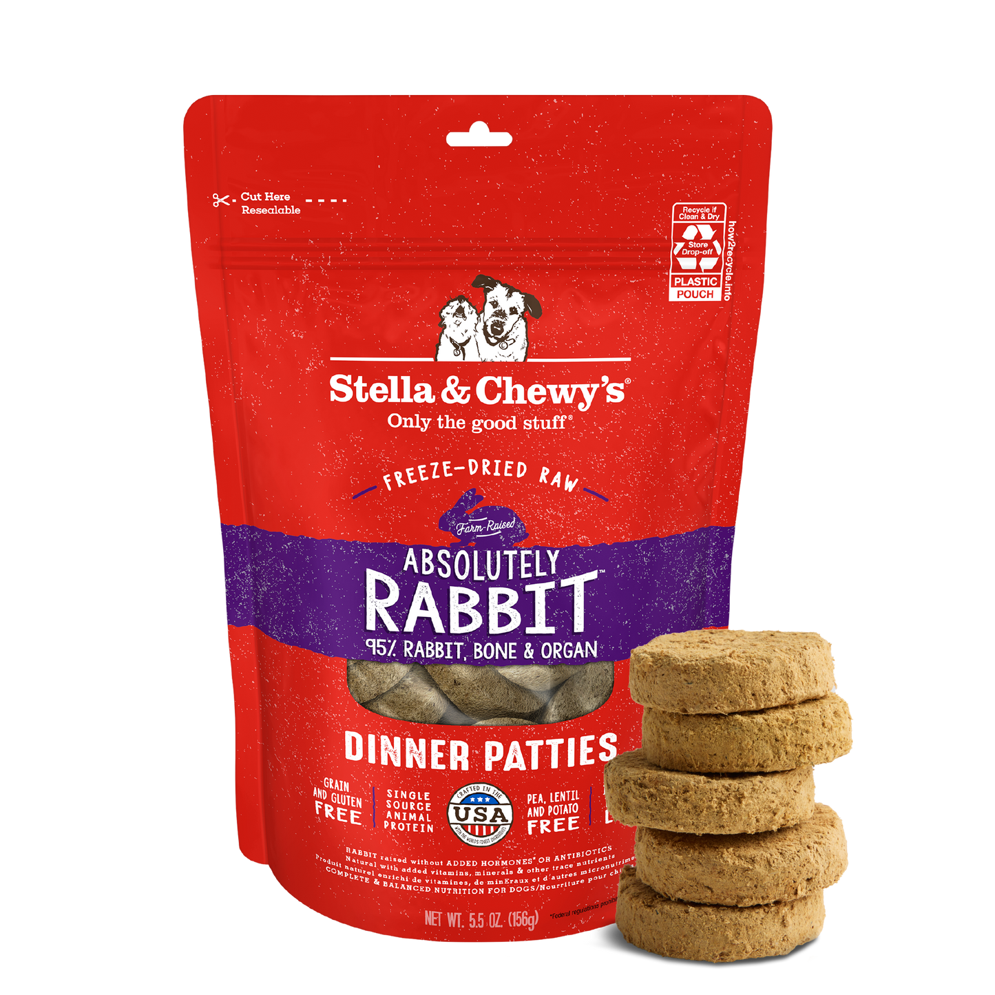 Absolutely Rabbit Freeze-Dried Raw Dinner Patties