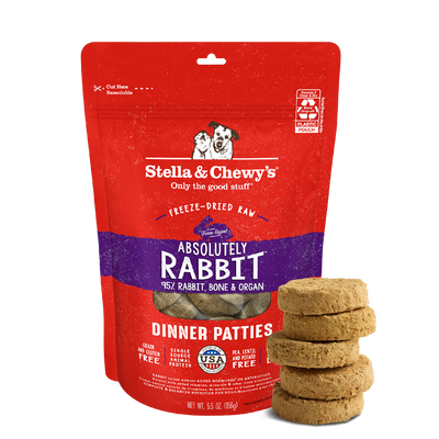 Absolutely Rabbit Freeze-Dried Raw Dinner Patties