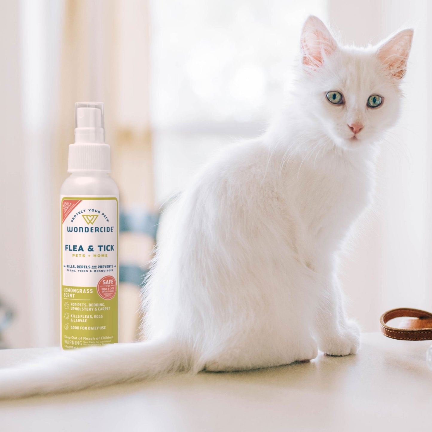 Wondercide Lemongrass Flea & Tick Spray for Pets + Home with Natural Essential Oils