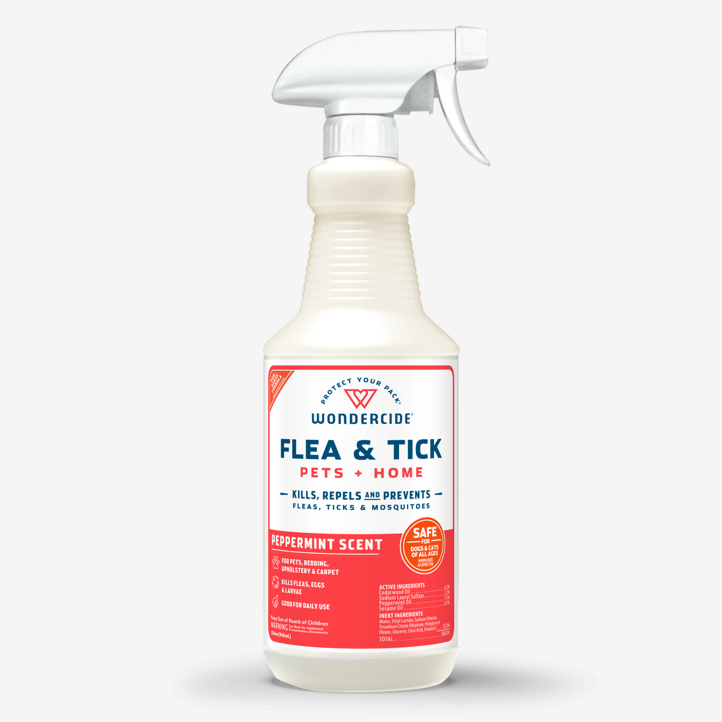 Wondercide Peppermint Flea & Tick Spray for Pets + Home with Natural Essential Oils