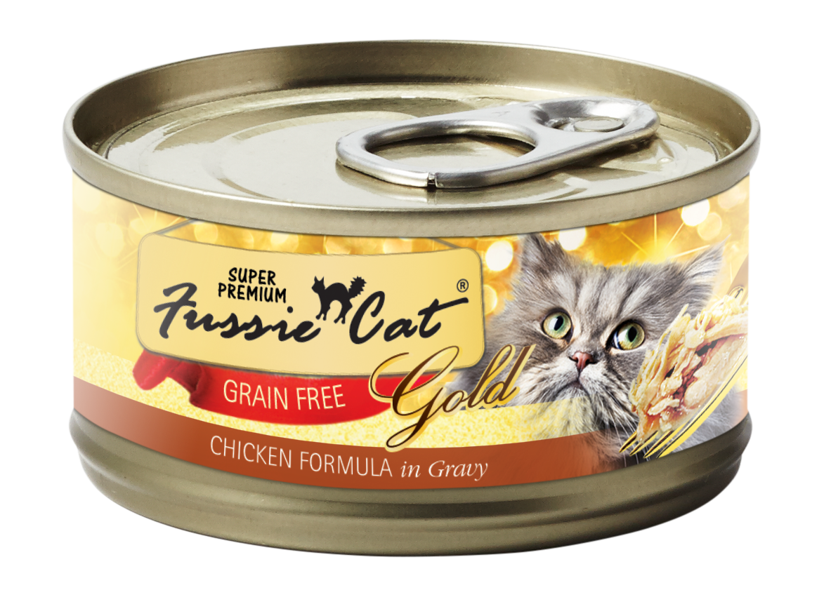 Fussie Cat Gold Chicken & Gravy Wet Cat Food, Case of 24