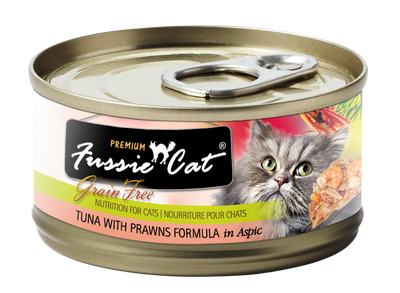 Fussie Cat Tuna & Prawns Wet Cat Food, 2.82-oz, Case of 24