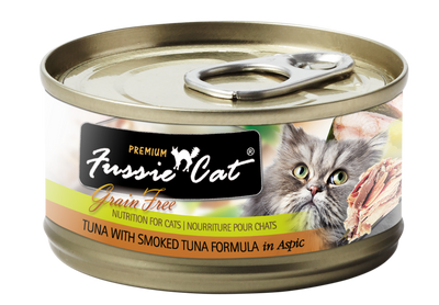 Fussie Cat Tuna & Smoked Tuna Wet Cat Food, 2.82-oz, Case of 24