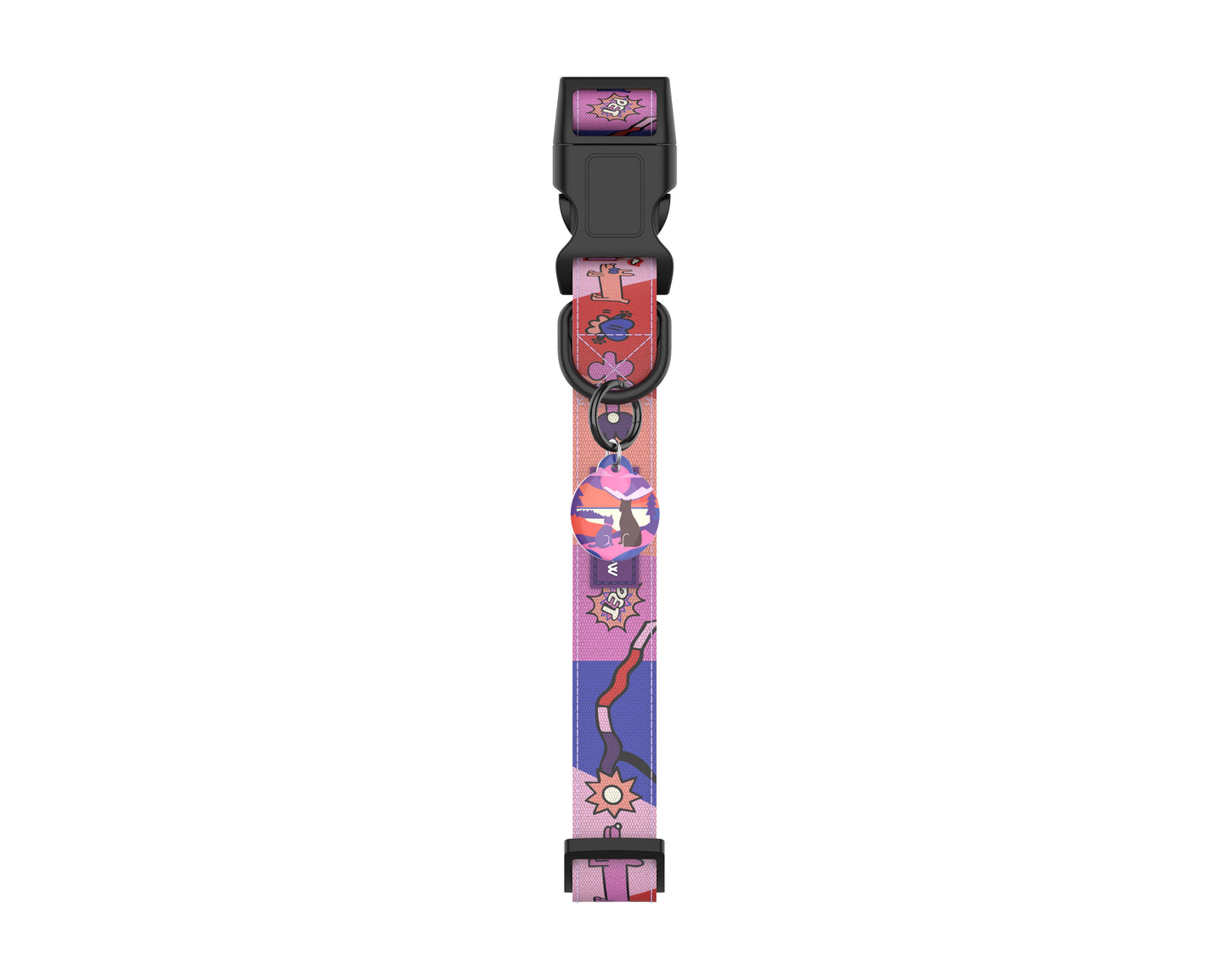 PawView Time Series Dog Collar with QR ID Tag – Sunset Design