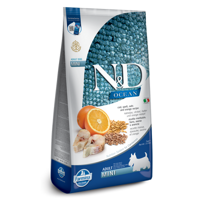 Farmina N&D Ocean Ancestral Grain Cod, Spelt, Oats & Orange Mini Adult Dry Dog Food