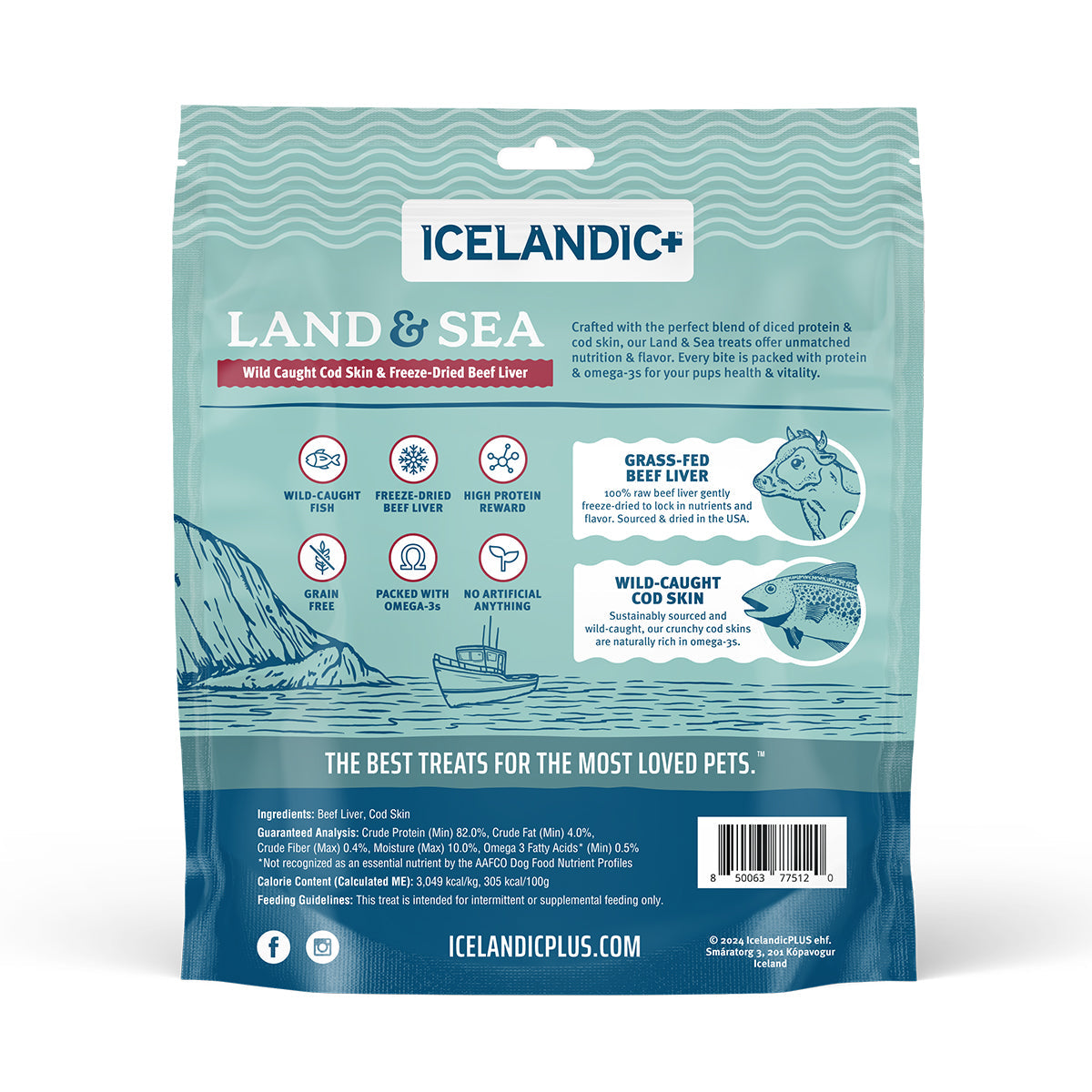 Land & Sea Cod Skin & Freeze-Dried Beef Liver Treats for Dogs
