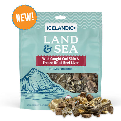 Land & Sea Cod Skin & Freeze-Dried Beef Liver Treats for Dogs