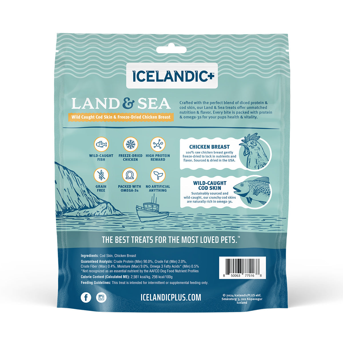 Land & Sea Cod Skin & Freeze-Dried Chicken Treats for Dogs