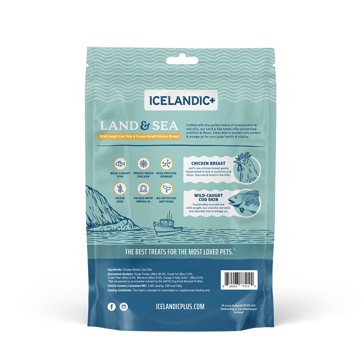 Land & Sea Cod Skin & Freeze-Dried Chicken Treats for Dogs