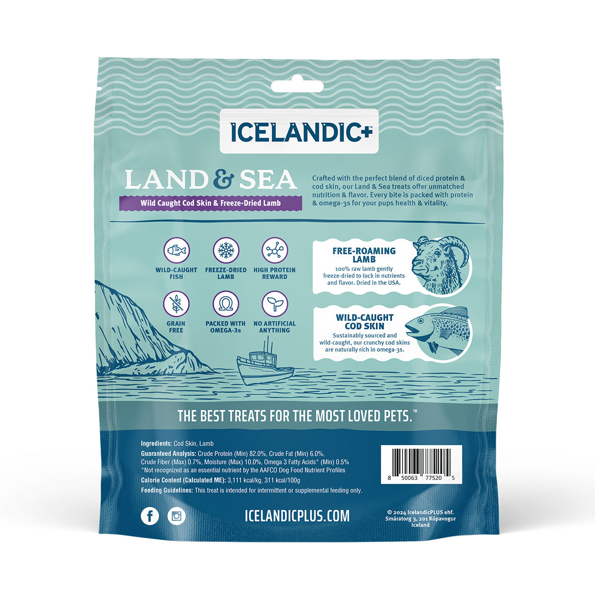 Land & Sea Cod Skin & Freeze-Dried Lamb Treats for Dogs