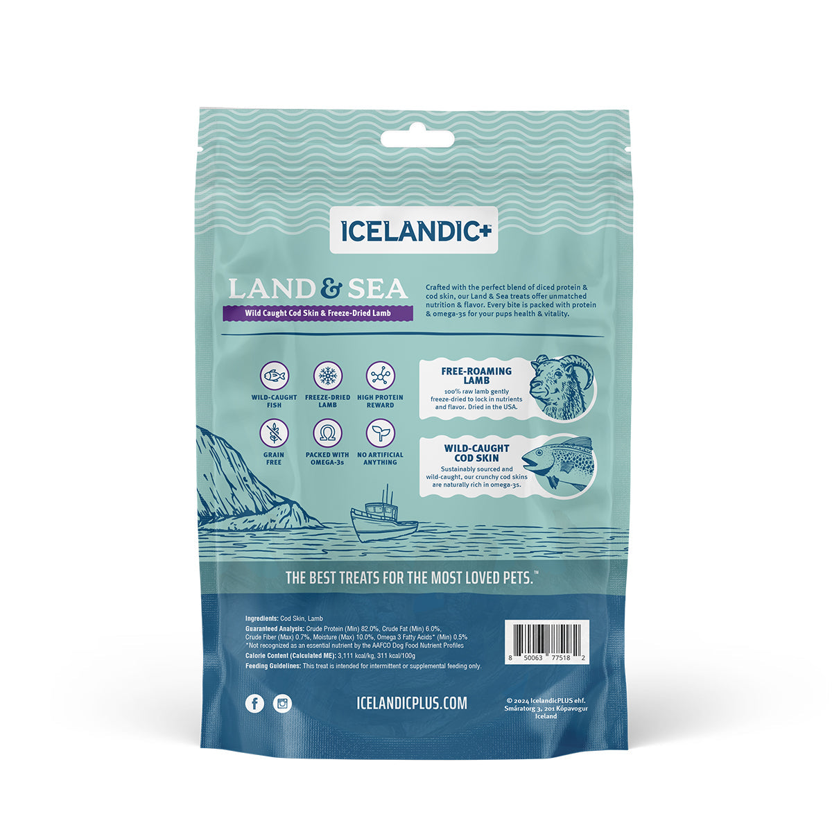 Land & Sea Cod Skin & Freeze-Dried Lamb Treats for Dogs