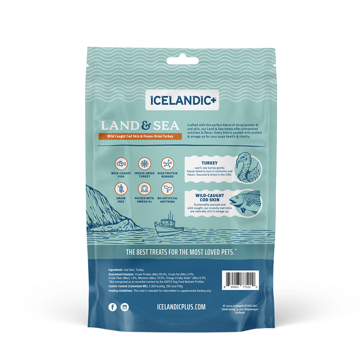 Land & Sea Cod Skin & Freeze-Dried Turkey Treats for Dogs