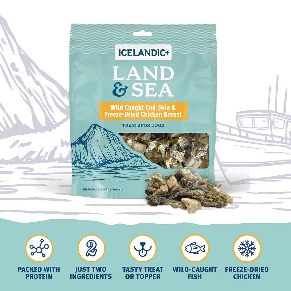 Land & Sea Cod Skin & Freeze-Dried Chicken Treats for Dogs