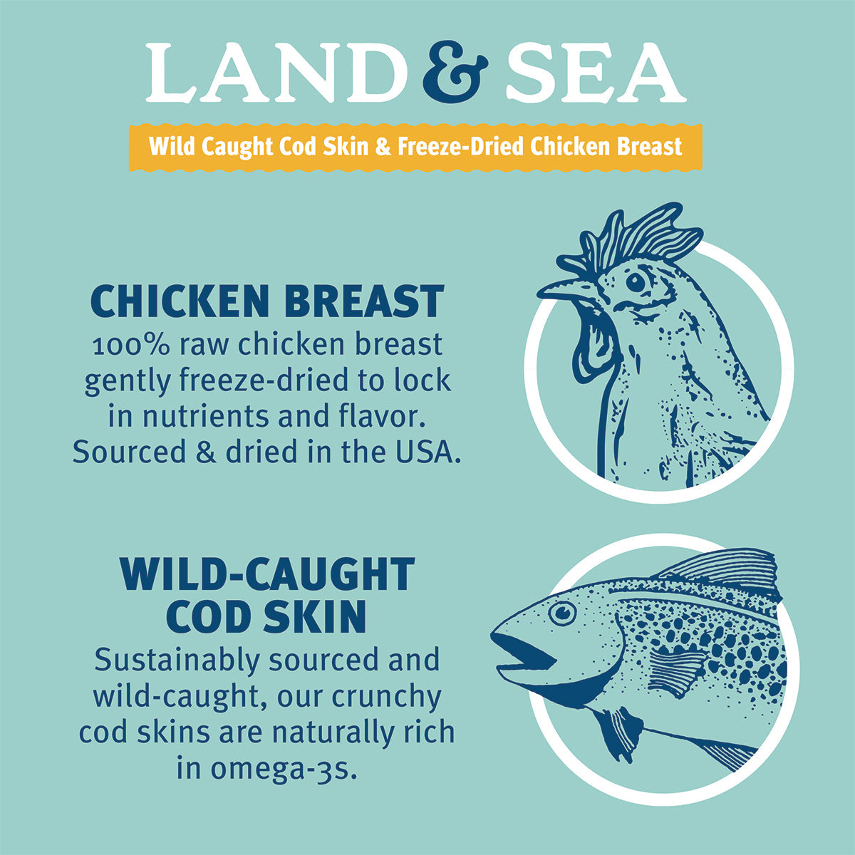 Land & Sea Cod Skin & Freeze-Dried Chicken Treats for Dogs