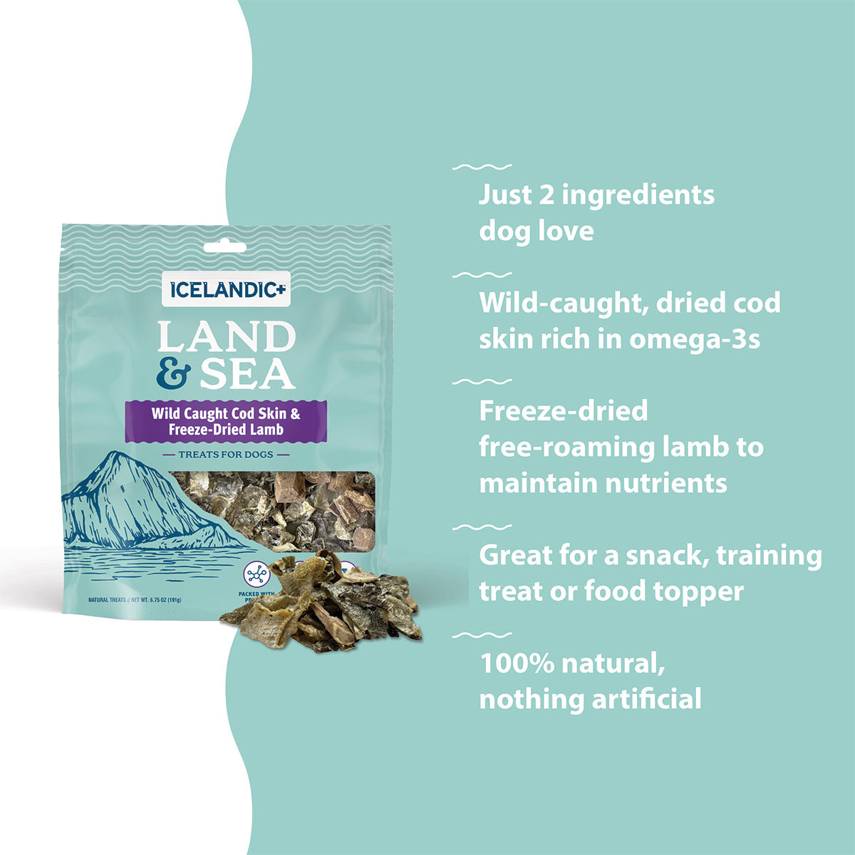 Land & Sea Cod Skin & Freeze-Dried Lamb Treats for Dogs