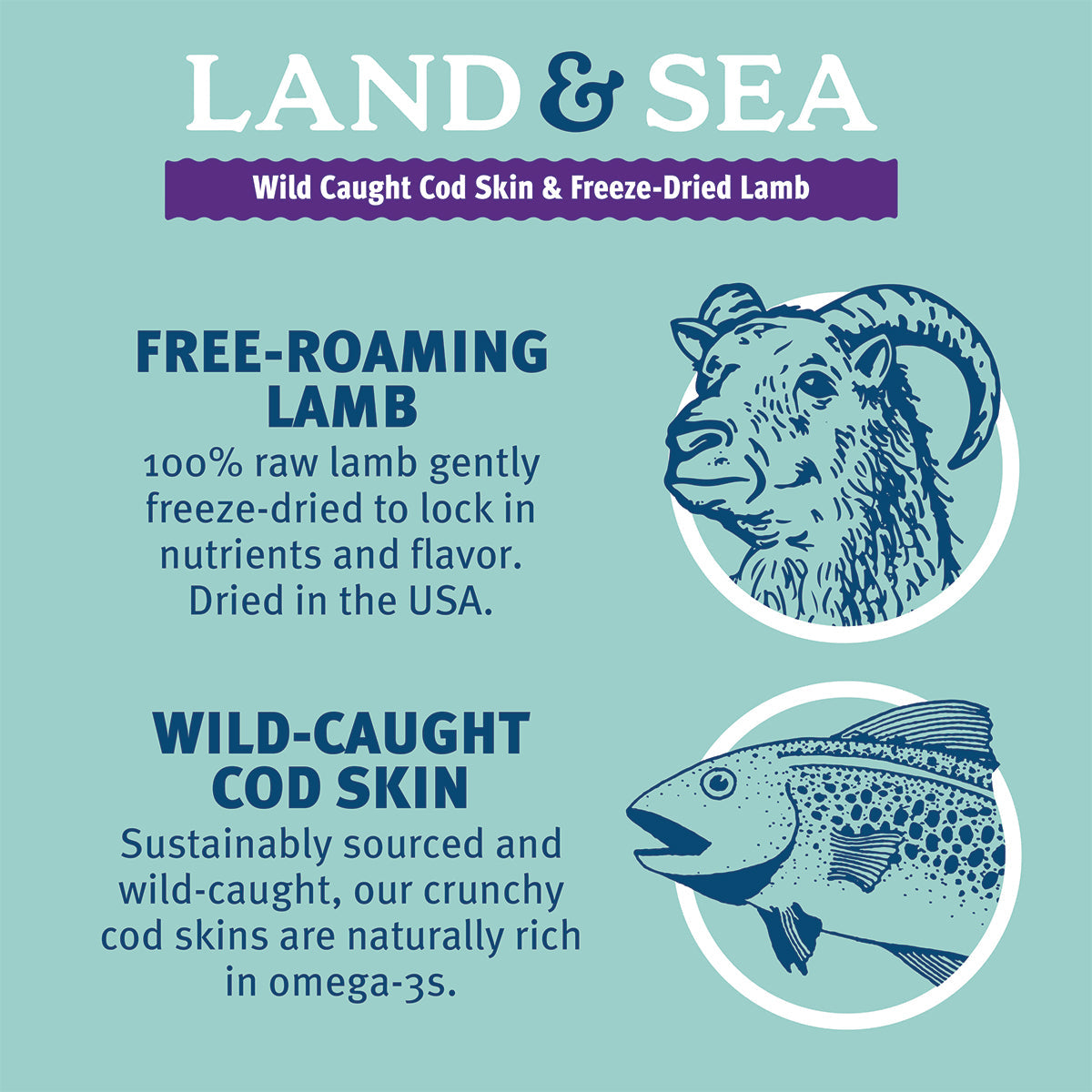 Land & Sea Cod Skin & Freeze-Dried Lamb Treats for Dogs