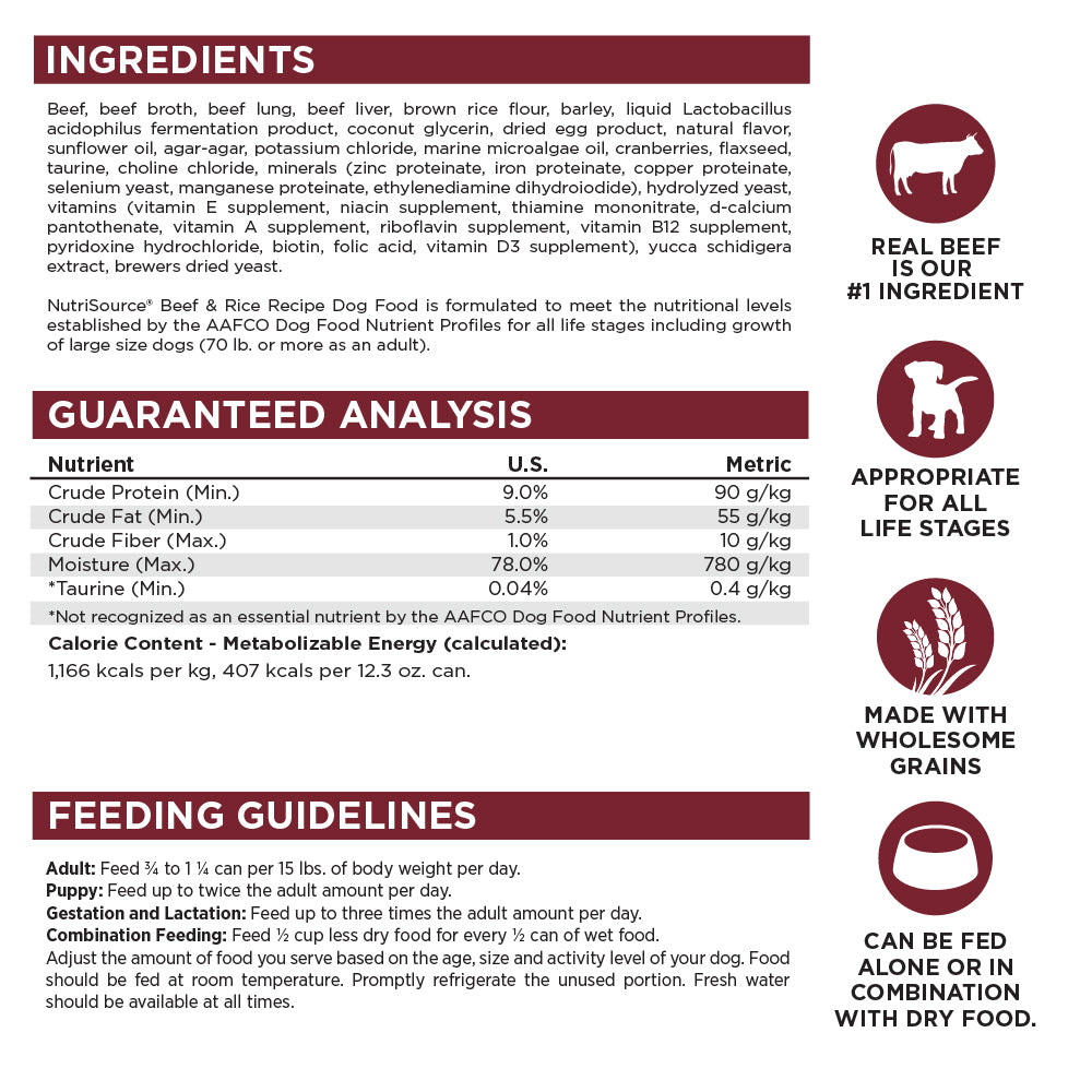 NutriSource Beef & Rice Canned Dog Food