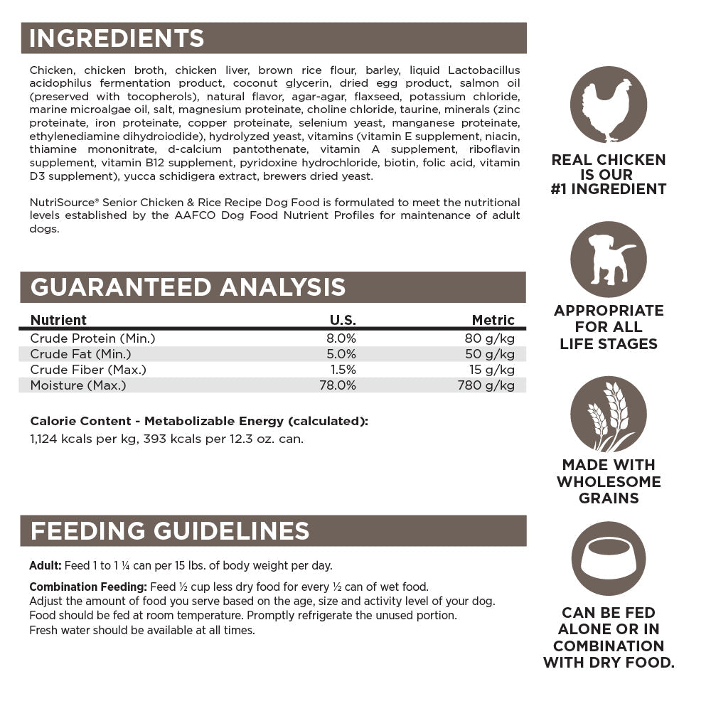 NutriSource Senior Chicken & Rice Canned Dog Food