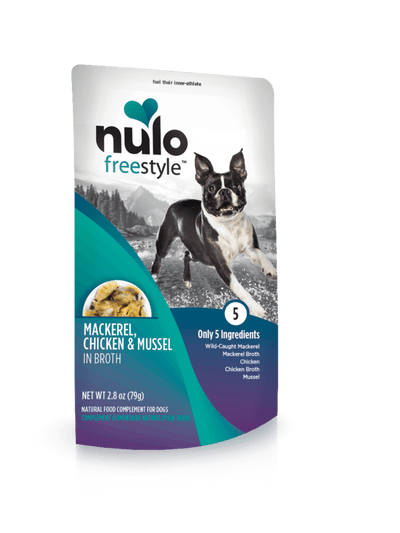Nulo Freestyle Grain Free Mackerel Chicken & Mussel in Broth Meaty Dog Food Topper Pouch