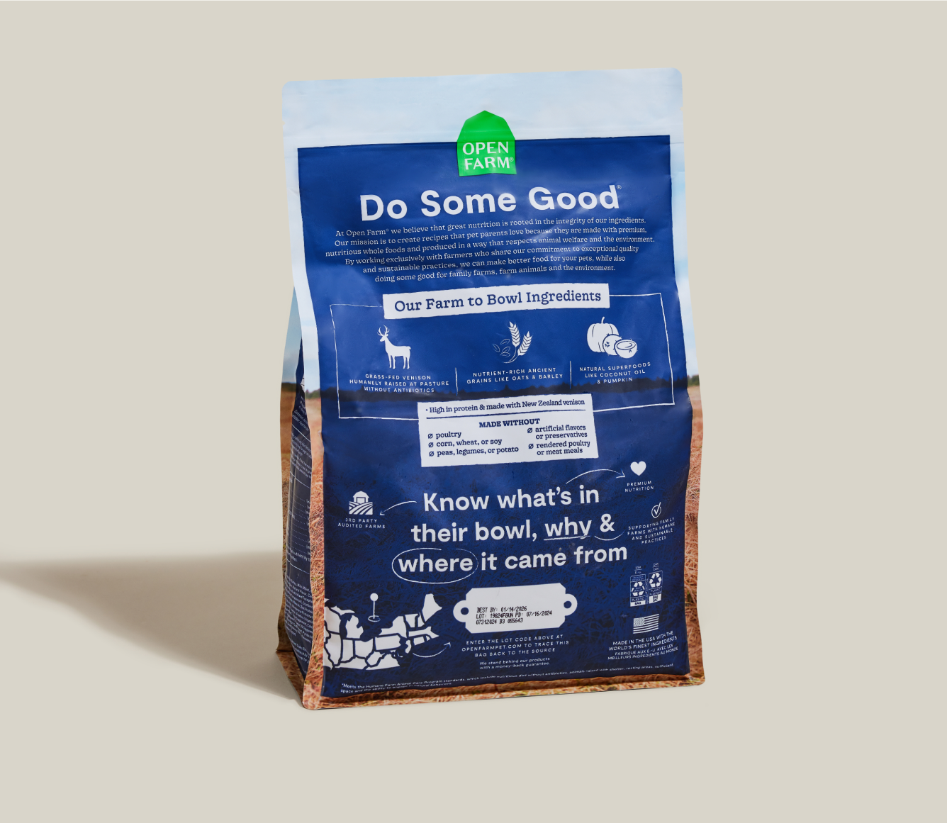 Open Farm New Zealand Venison & Ancient Grains Dog Kibble